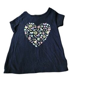 5/$10 Kids Navy Blue Heart Print T-Shirt
